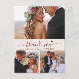 Carte Postale Budget 3 Photo Terracotta Script Mariage Merci