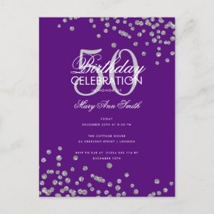 Carte Postale Budget Anniversaire Parties scintillant Confetti A