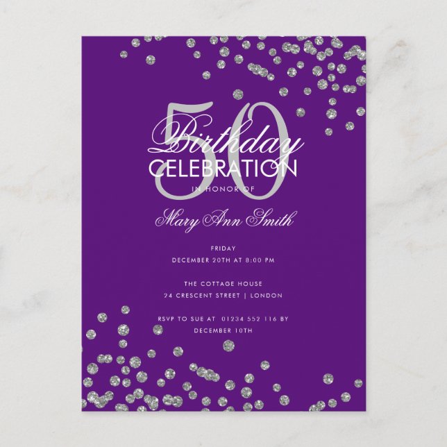 Carte Postale Budget Anniversaire Parties scintillant Confetti A (Devant)