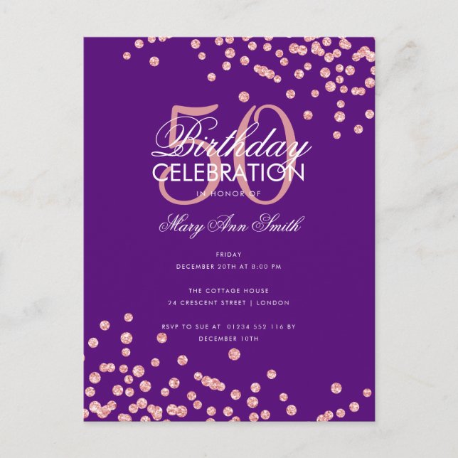 Carte Postale Budget Anniversaire Parties scintillant Confetti R (Devant)