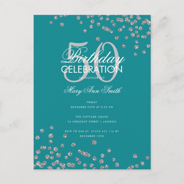 Carte Postale Budget Anniversaire Parties scintillant Confetti S (Devant)