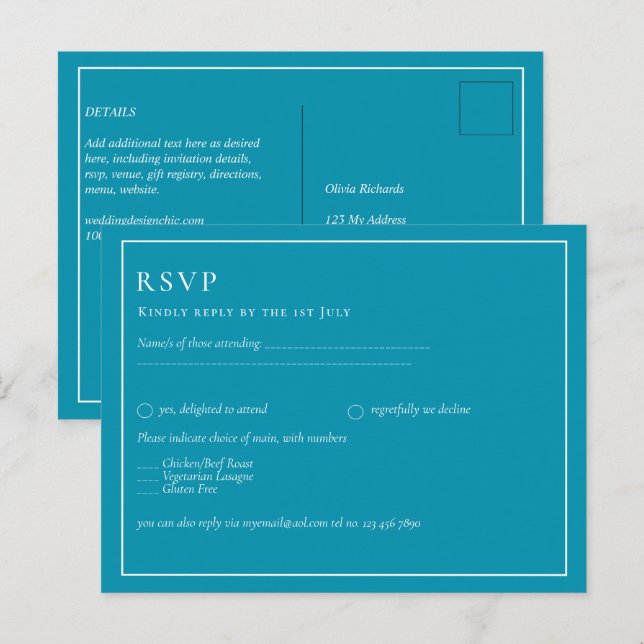 Carte Postale BUDGET Bondi Blue Monochrome Mariage (Devant / Derrière)
