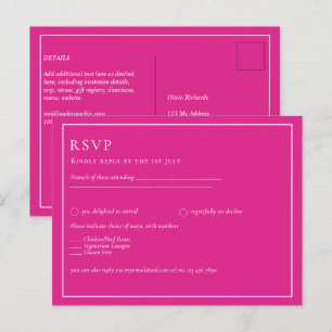 Carte Postale BUDGET CERISE ROSE Mariage moderne