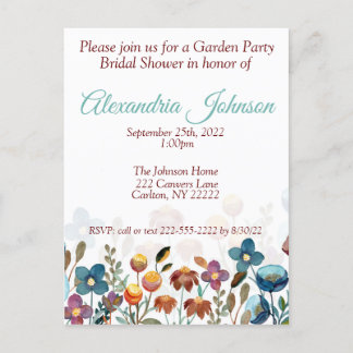 Carte Postale Budget de l'invitation de la fête nuptiale de jard