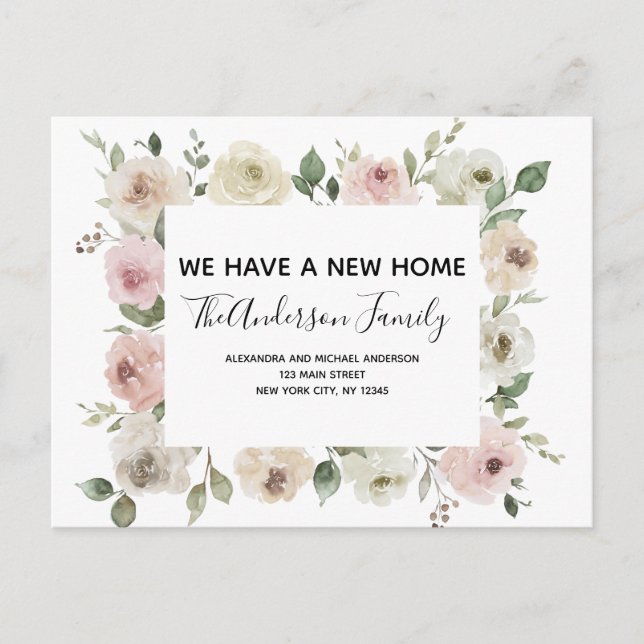 Carte Postale Budget Déplacement Faire-part Dusty rose Floral Po (Devant)
