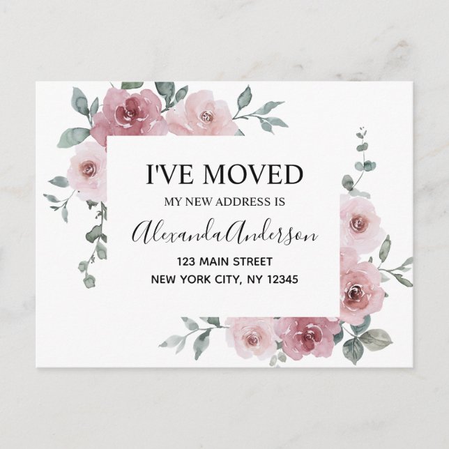 Carte Postale Budget Déplacement Faire-part Dusty rose Floral Po (Devant)