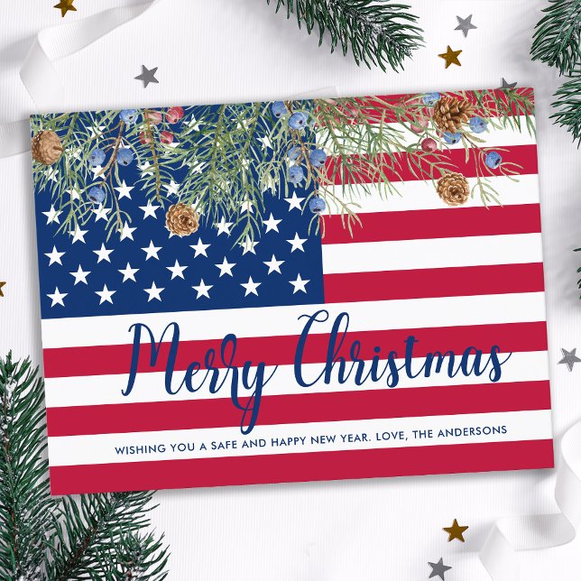Carte Postale Budget drapeau patriotique américain Noël militair (Créateur téléchargé)