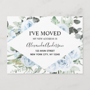 Carte Postale Budget Dusty Blue Floral Moving Faire-part Postc