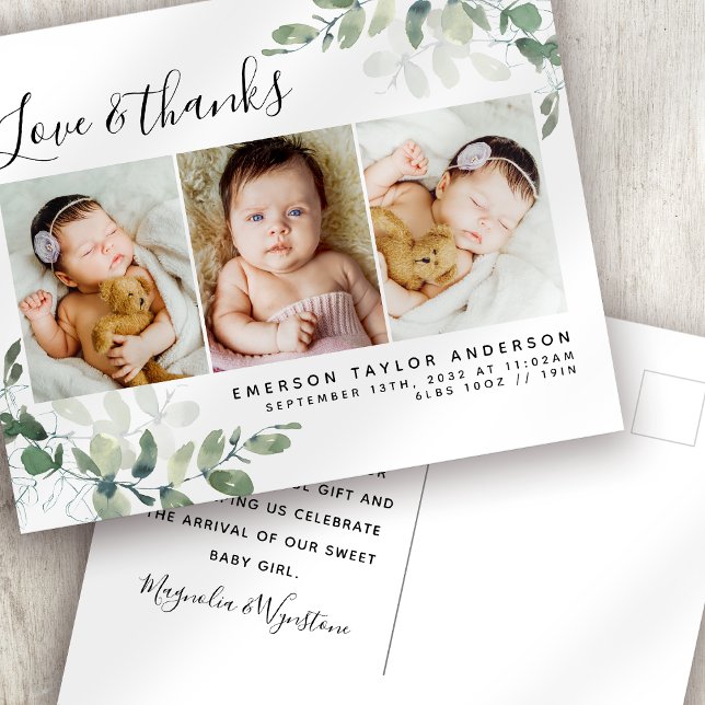 Carte Postale Budget Eucalyptus Photo Baby Merci (Créateur téléchargé)