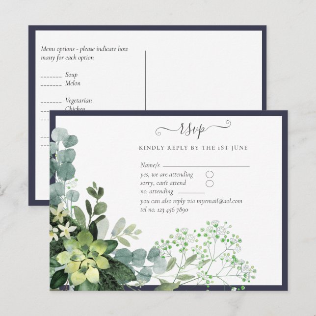 Carte Postale BUDGET  Feuillage de mariage à l'eucalyptus verdoy (Devant / Derrière)