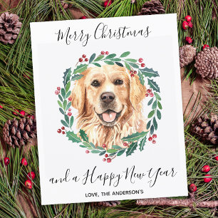 Carte postale Budget Golden Retriever Chien Noël