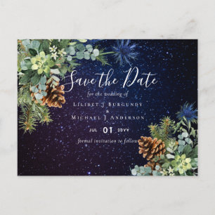 Carte Postale BUDGET Hiver Eucalyptus Pine Cônes Mariage