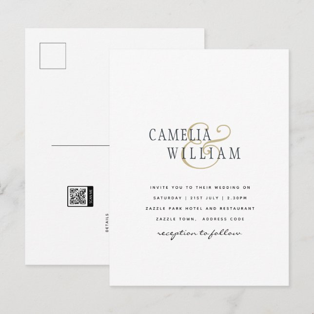 Carte Postale BUDGET Imprimé OU numérique Téléchargement Mariage (Devant / Derrière)