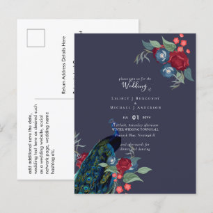 Carte Postale Budget Mariage de automne d'hiver Peacock Bleu Bou