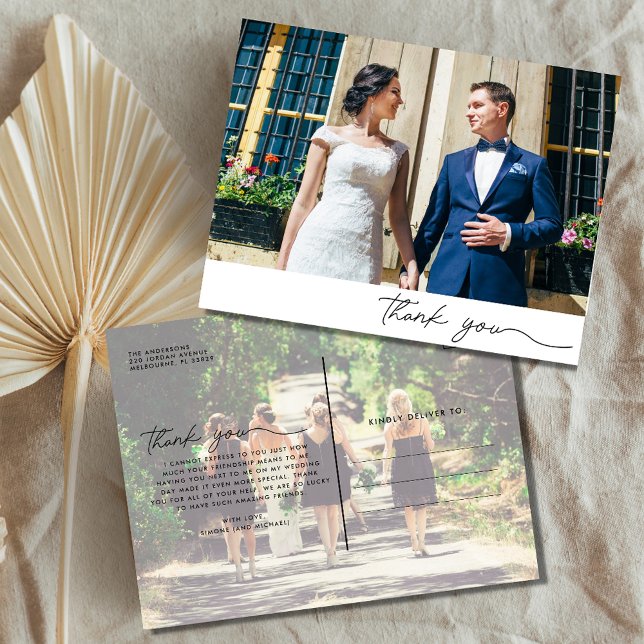 Carte Postale Budget mariage de deux photos Merci (Créateur téléchargé)