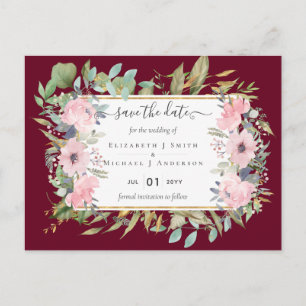 Carte Postale BUDGET Mariage floral rose poudré