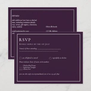 Carte Postale BUDGET Mariage PLUM PURPLE Monochrome Simple