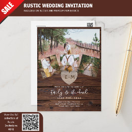 Carte Postale Budget Mariage rustique invite Collage photo moder