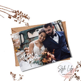 Carte Postale Budget Moderne Mariage photo Merci