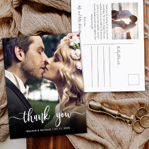 Carte Postale Budget moderne Mariage photo Merci photo