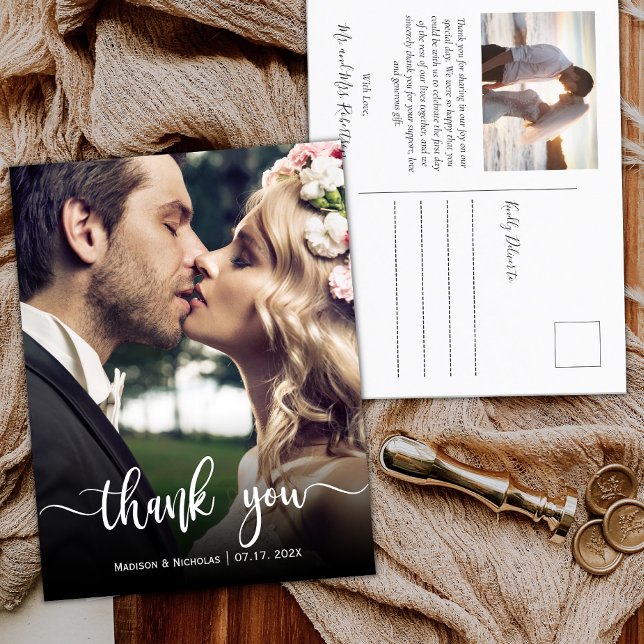 Carte Postale Budget moderne Mariage photo Merci photo (Créateur téléchargé)