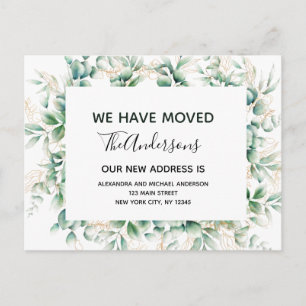 Carte Postale Budget Moving Announcement Eucalyptus Greenery