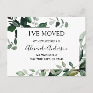 Carte Postale Budget Moving Announcement Eucalyptus Greenery