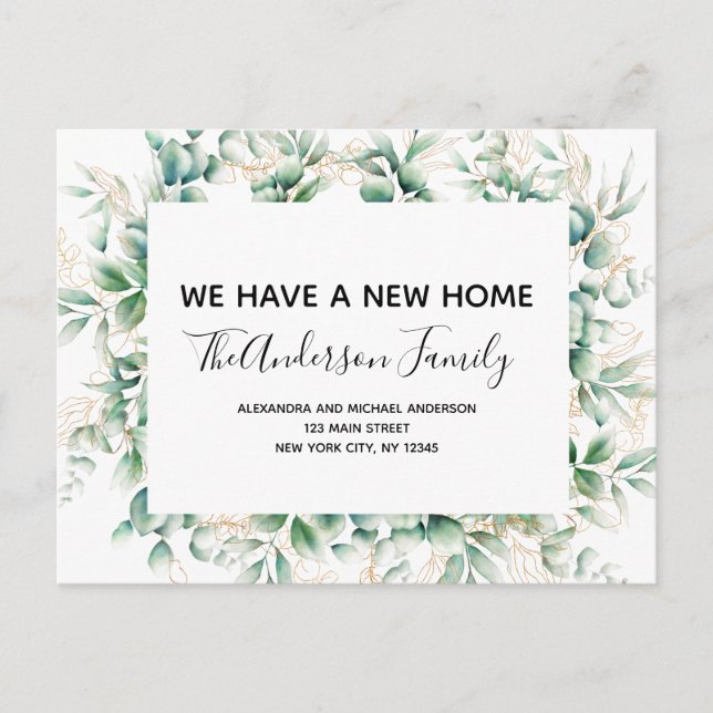 Carte Postale Budget Moving Faire-part Eucalyptus Green Pos (Devant)