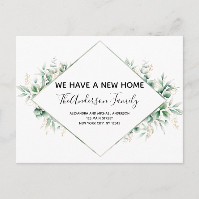 Carte Postale Budget Moving Faire-part Eucalyptus Green Pos (Devant)