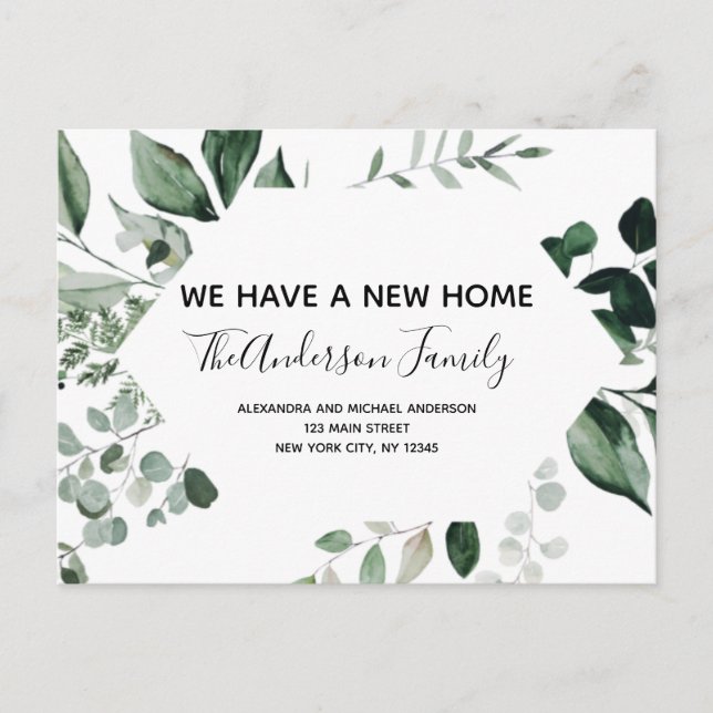 Carte Postale Budget Moving Faire-part Eucalyptus Green Pos (Devant)