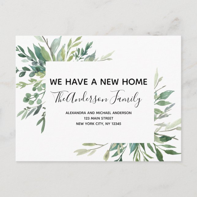 Carte Postale Budget Moving Faire-part Eucalyptus Green Pos (Devant)