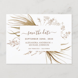 Carte Postale Budget Pampas Grass Boho Enregistrer la date
