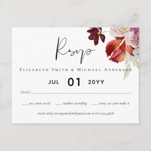 Carte Postale BUDGET Plum Cinnamon Mariage Automne Florales