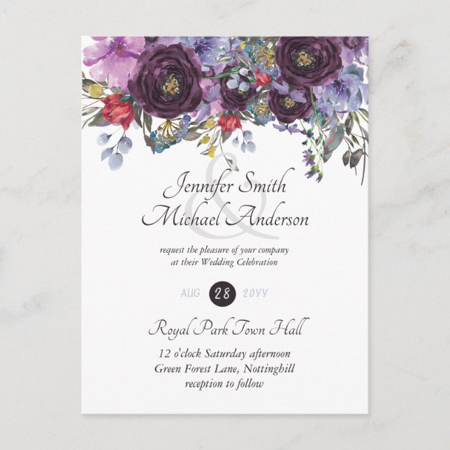 Carte Postale Budget Plum rose Plum rose Plum Faire-part de mari (Devant)