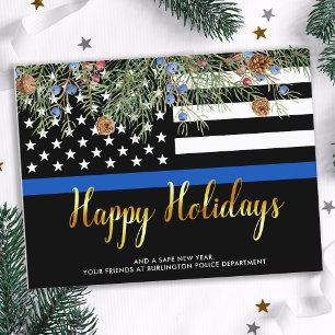 Carte Postale Budget Police Christmas Gold Happy Holidays Card