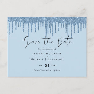 Carte Postale Budget Pretty Girl BLUE Parties scintillant Mariag