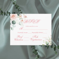 Budget RSVP mariage Floral élégant Script rose