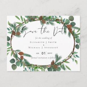 Carte Postale Budget Rustic Woodland Green Enregistrer La Date