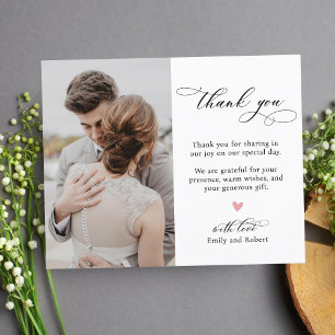 Carte Postale Budget Script Calligraphie Mariage photo Merci