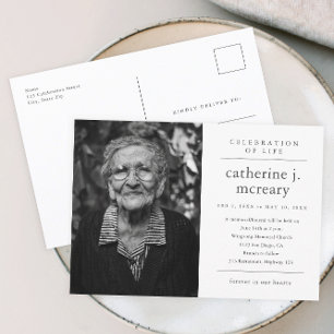 Carte Postale Budget Simple Photo Memorial Funeral Invitation