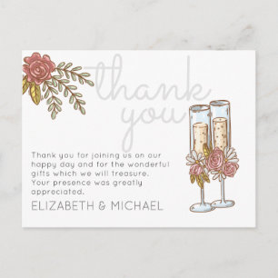 Carte Postale Budget Whimsical Champagne Merci Mariage