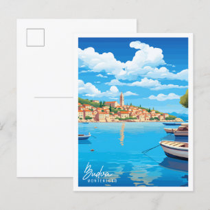 Carte Postale Budva Monténégro illustration de voyage vintage