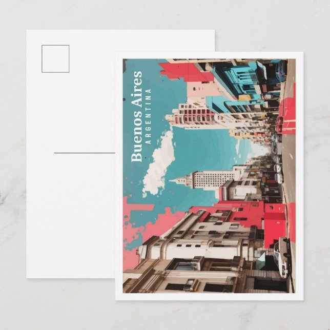 Carte Postale Buenos Aires Argentine Pop Art Voyage Illustration (Devant / Derrière)