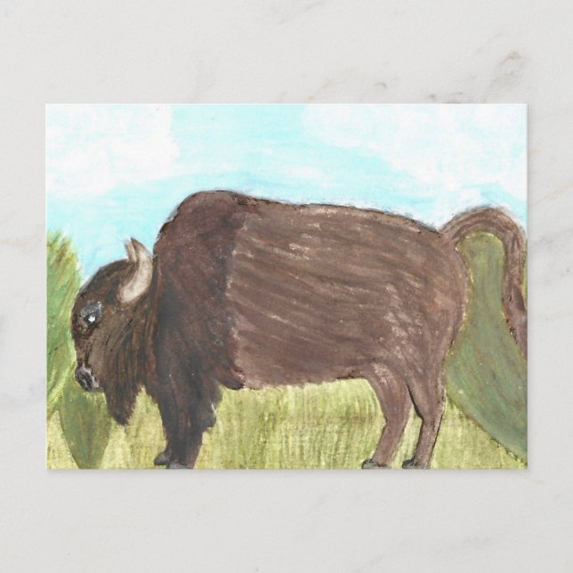 Carte postale Buffalo aquarelle | Nature | Unique (Devant)