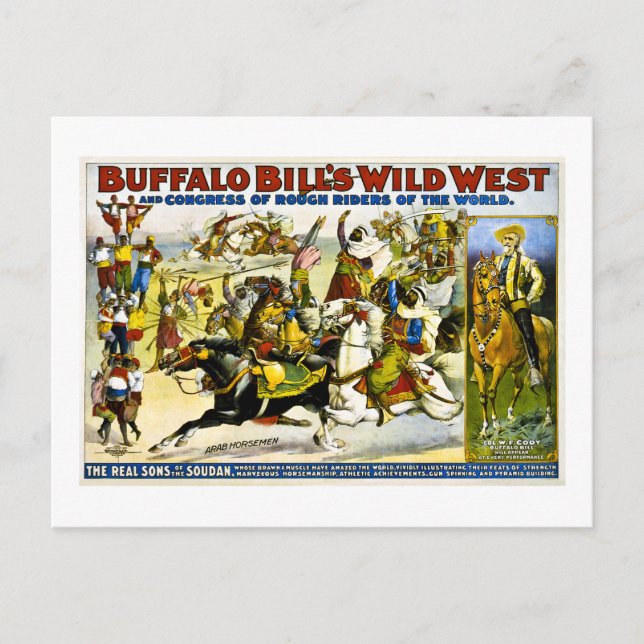 Carte Postale Buffalo Bill 1899 - Chevaliers arabes (Devant)