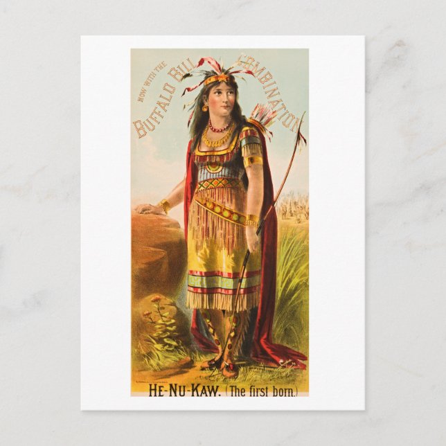 Carte Postale Buffalo Bill Handsomest Indian Maiden 1880 (Devant)