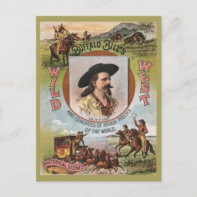 Carte Postale Buffalo Bills Wild West Show 1893 Annonce rétro Vi (Devant)