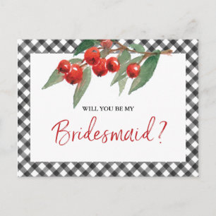 Carte Postale Buffalo Check Black & White Bridesmaid Proposition