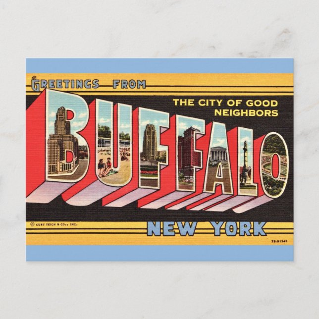 Carte postale Buffalo New York Retro (Devant)
