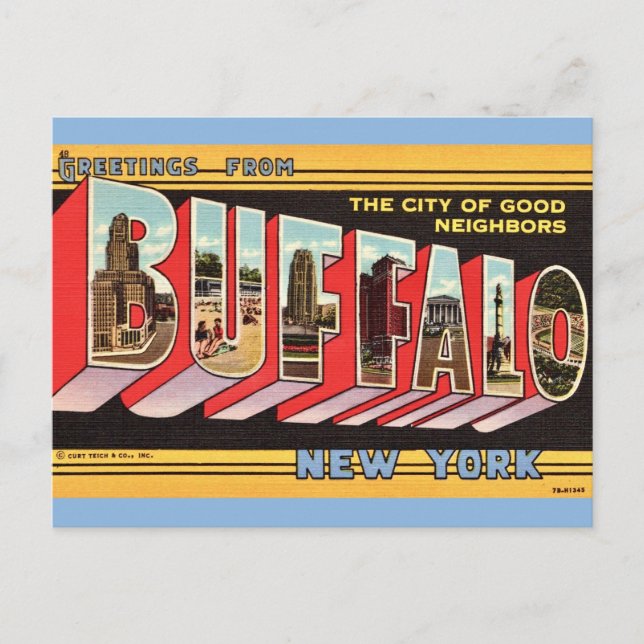 Carte postale Buffalo New York Retro (Devant)